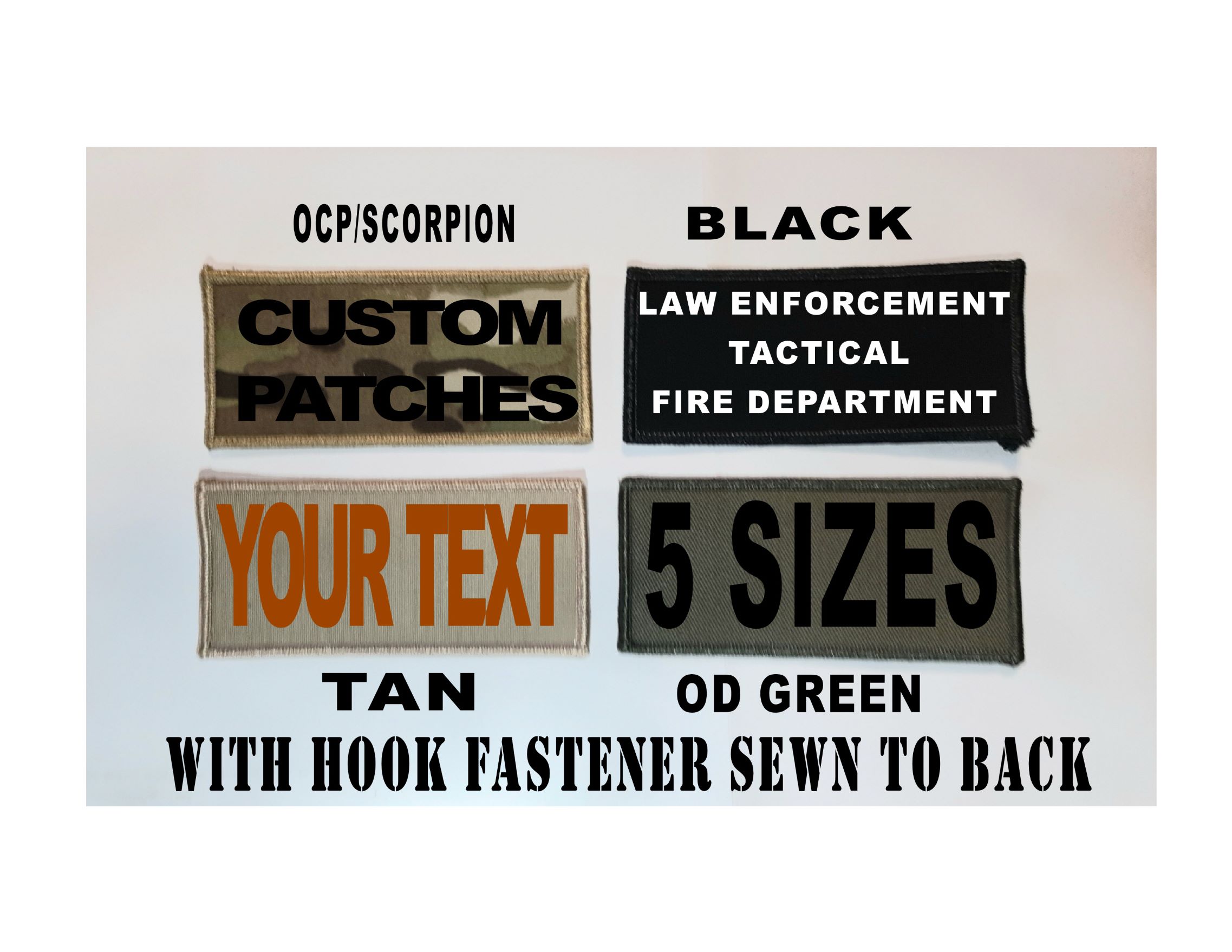 Custom 2x3 Name / Text Patch with Hook Fastener